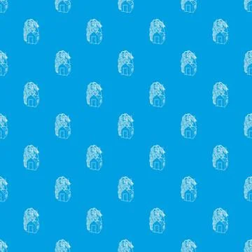 House destroyed by hurricane pattern vector seamless blue Stock Illustration