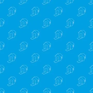 House destroyed pattern seamless blue Stock Illustration
