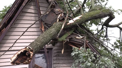 House destroyed by tornado and microburs... | Stock Video | Pond5