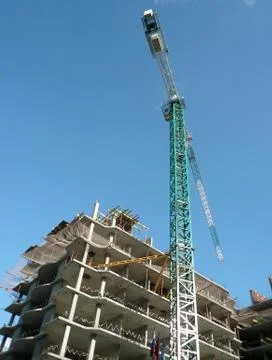 House develop at day with crane Stock Photos