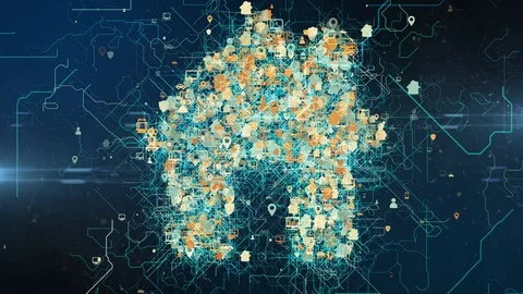 House devices connected network nodes Internet of things IOT cloud computing Stock Footage 108696964