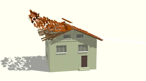 House disassembled piece by piece Stock Footage 48661908