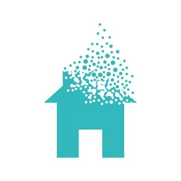 House dispersing into a cloud of bubbles Stock Illustration