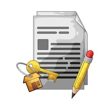 House document with pencil illustration 스톡 일러스트