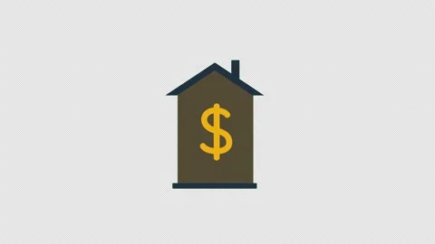 House with dollar icon loop animation with alpha channel, transparent backgro Stock Footage 210638700
