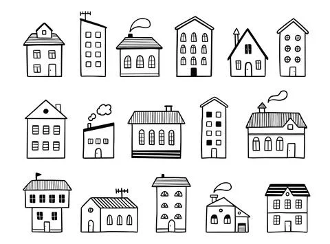 House doodle set. Hand drawn sketch Stock Illustration