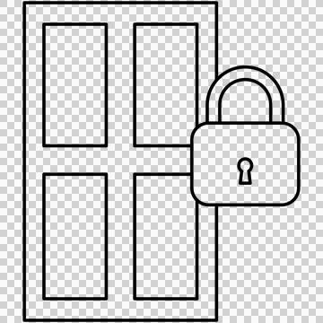 House door with padlock security Stock Illustration