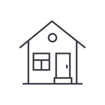 House with door vector line icon, sign, illustration on background, editable 스톡 일러스트