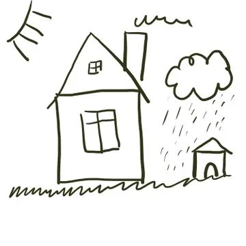 House drawing in primitive style Stock Illustration
