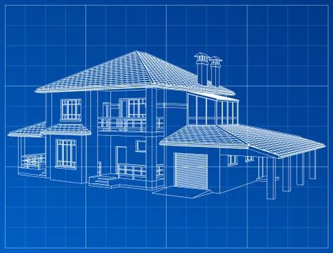 The house drawing in the vector. The contours of the house. Stock Illustration