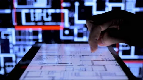 House drawings on tablet  Stock Footage 194923614