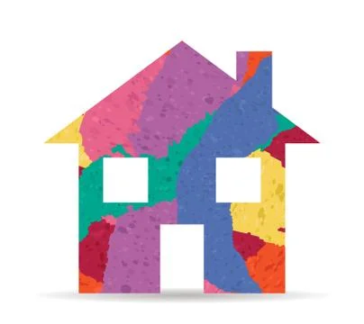 House drawn painted icon vector Stock Illustration