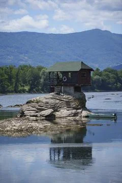 House on Drina river Stock Photos