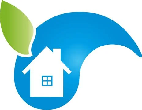 House, Drop and Leaf, Eco House Stock Illustration