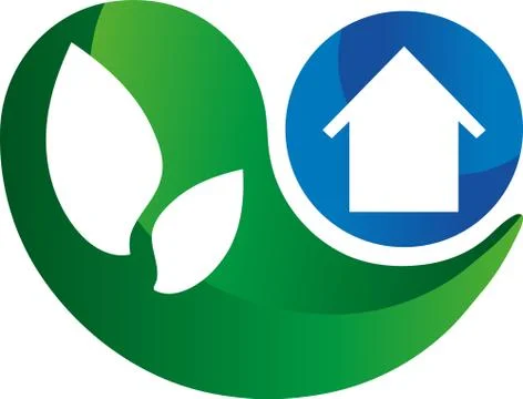 House, Drop and Leaf, Eco House Stock Illustration