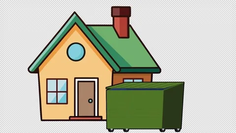 House with Dumpster Stockbeeldmateriaal 344367359