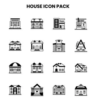 House DuoTone Bundle Icons Pack Stock Illustration