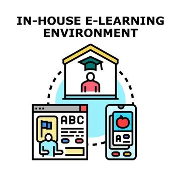 In house e learning environment with digital education Stock Illustration