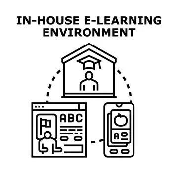 In house e learning environment with digital education Stock Illustration