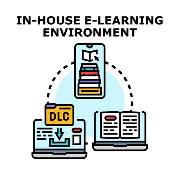 In house e learning environment digital education concept Stock Illustration