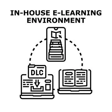 In house e learning environment digital education concept イラスト素材