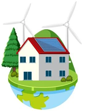 House on eart eith green engery Stock Illustration