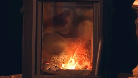 House eco fireplace Stock Footage 123917147