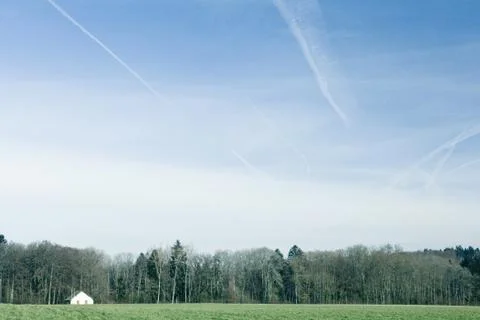 House on edge of woods Stock Photos