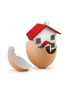 House in Egg isolated on White Background Stock Illustration
