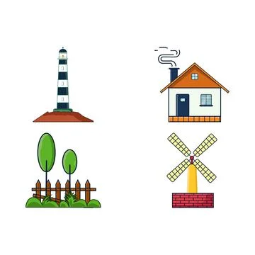 House elements simple vector design on a white background. Multiple shape ele Stock Illustration