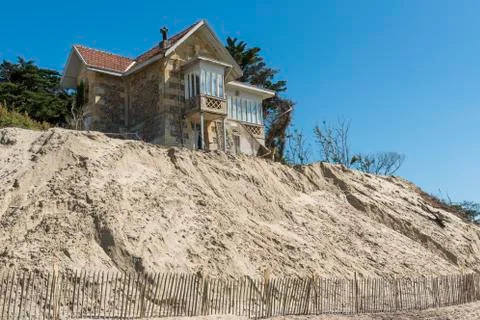 House erosion at beach Stock Photos