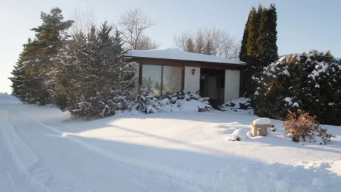 House Establishing shot in Winter Stock Footage 82445754
