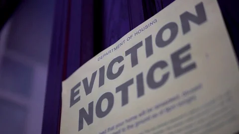 House Eviction Notice Sign For Repossession, Bank Home Mortgage Or Rent Debt 4K Stock Footage