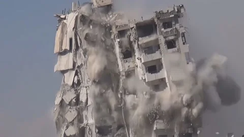House explosion in Aleppo Syria Video stock 169240435