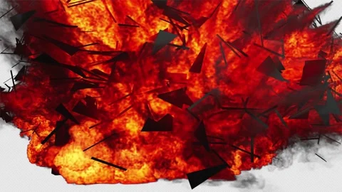 House explosion with debris, close view on transparent background Vídeos de archivo 295508655