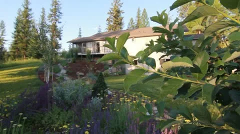 House exterior garden dolly Stock Footage
