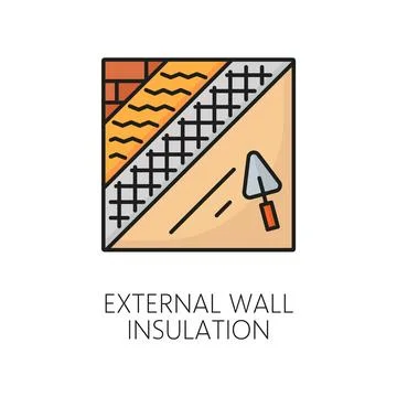 House external wall thermal insulation line icon Illustrazione stock