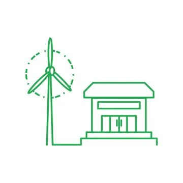 House facade building with windmill イラスト素材