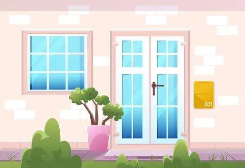 House facade front view, home cottage building Ilustración de archivo
