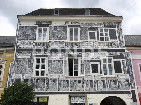 House facade paintings austria horizontal format Stock Photos