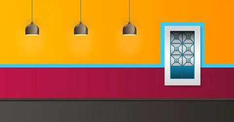 House Facade Vector Illustration Window and Lamp colonial style. Stock Illustration