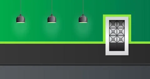 House Facade Vector Illustration Window and Lamp colonial style. Stock Illustration