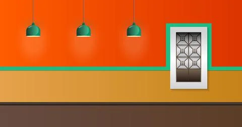 House Facade Vector Illustration Window and Lamp colonial style. Stock Illustration