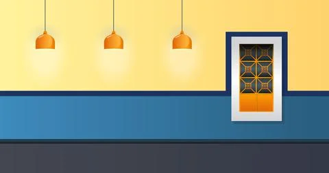House Facade Vector Illustration Window and Lamp colonial style. Stock Illustration