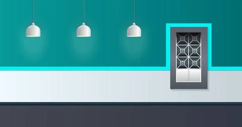 House Facade Vector Illustration Window and Lamp colonial style. Stock Illustration