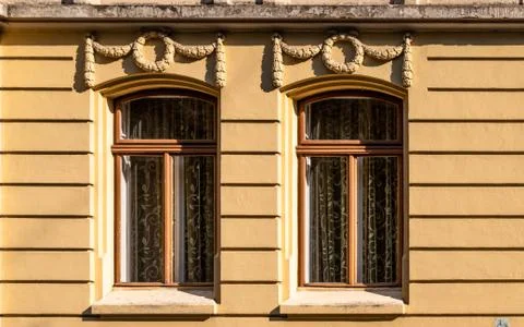 House facade with windows Stock Photos