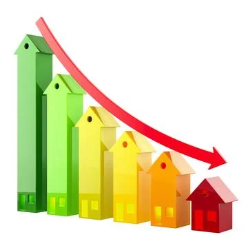 House fall in prices, concept. 3D rendering Stock Illustration