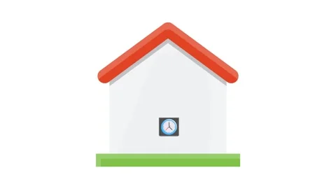 A house featuring a clock and a crown on its roof, representing a blend of .. Stock Footage 332453805