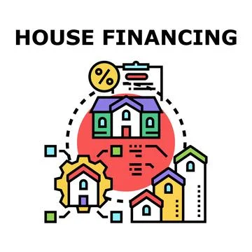 House financing loan process with mortgage payment plan Stockillustratie