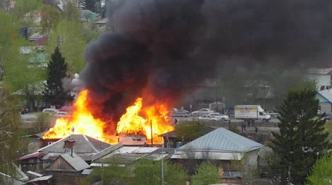 House in fire and smoke Stock Footage 49823717